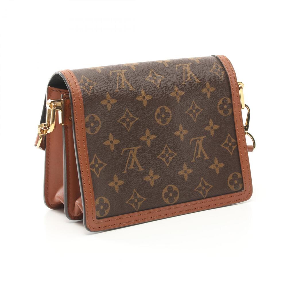 Louis Vuitton Bag Dauphine Canvas Brown Reverse Beige Monogram Shoulder Leather